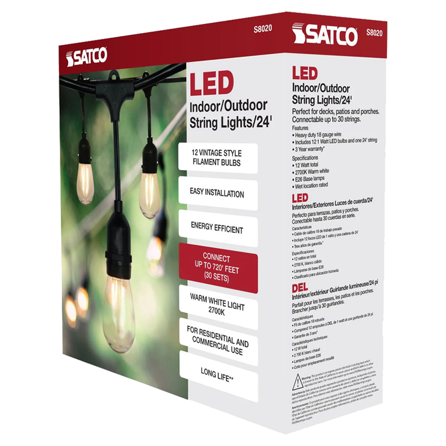 LIGHT STRING LED 24FT 12LT